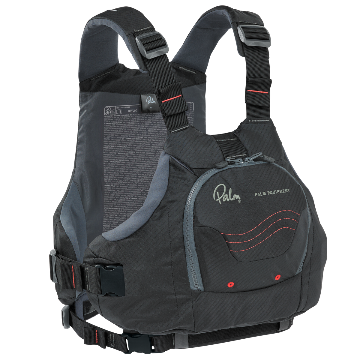 Palm Riff 2.0 PFD – Black/Grey, front view