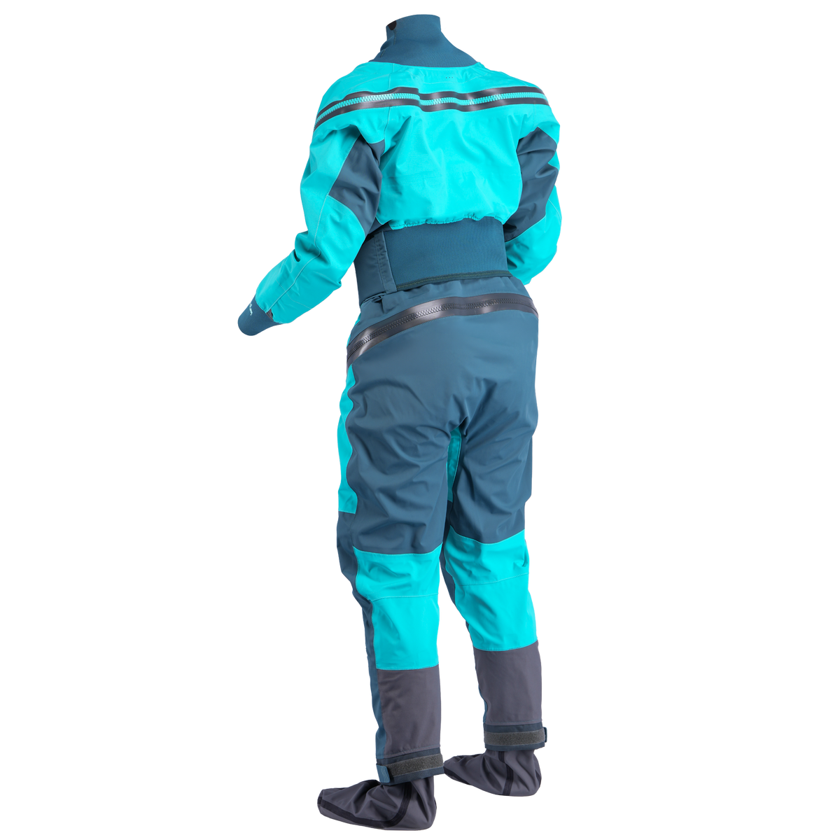 Palm Atom Women's Drysuit – Ceramic/Pine, back view