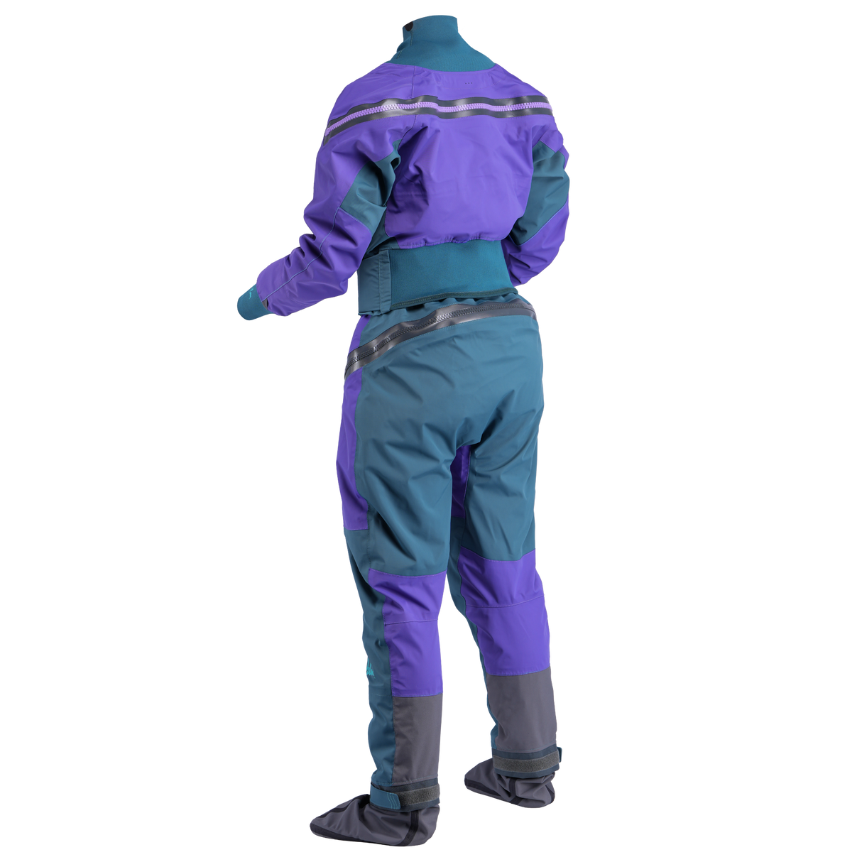 Palm Atom Women's Drysuit – Purple/Pine, back view