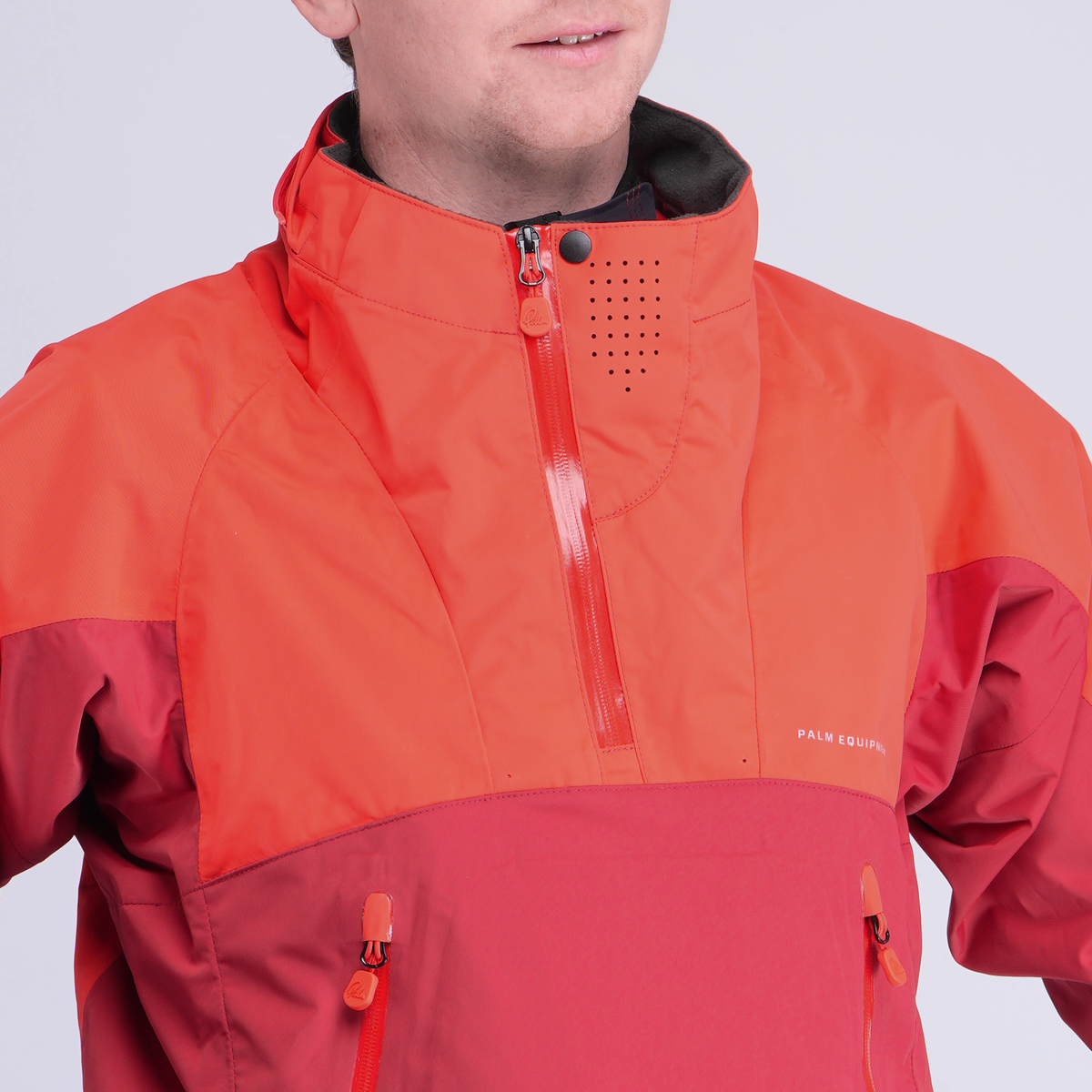 Palm Chinook Men's Jacket – Fiesta/Samba, neck detail