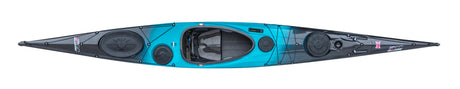 P&H Volan sea kayak in ultralight with turquoise fade to clear carbon