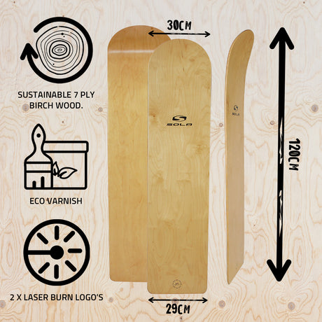 Sola Wooden Bellyboard 120cm