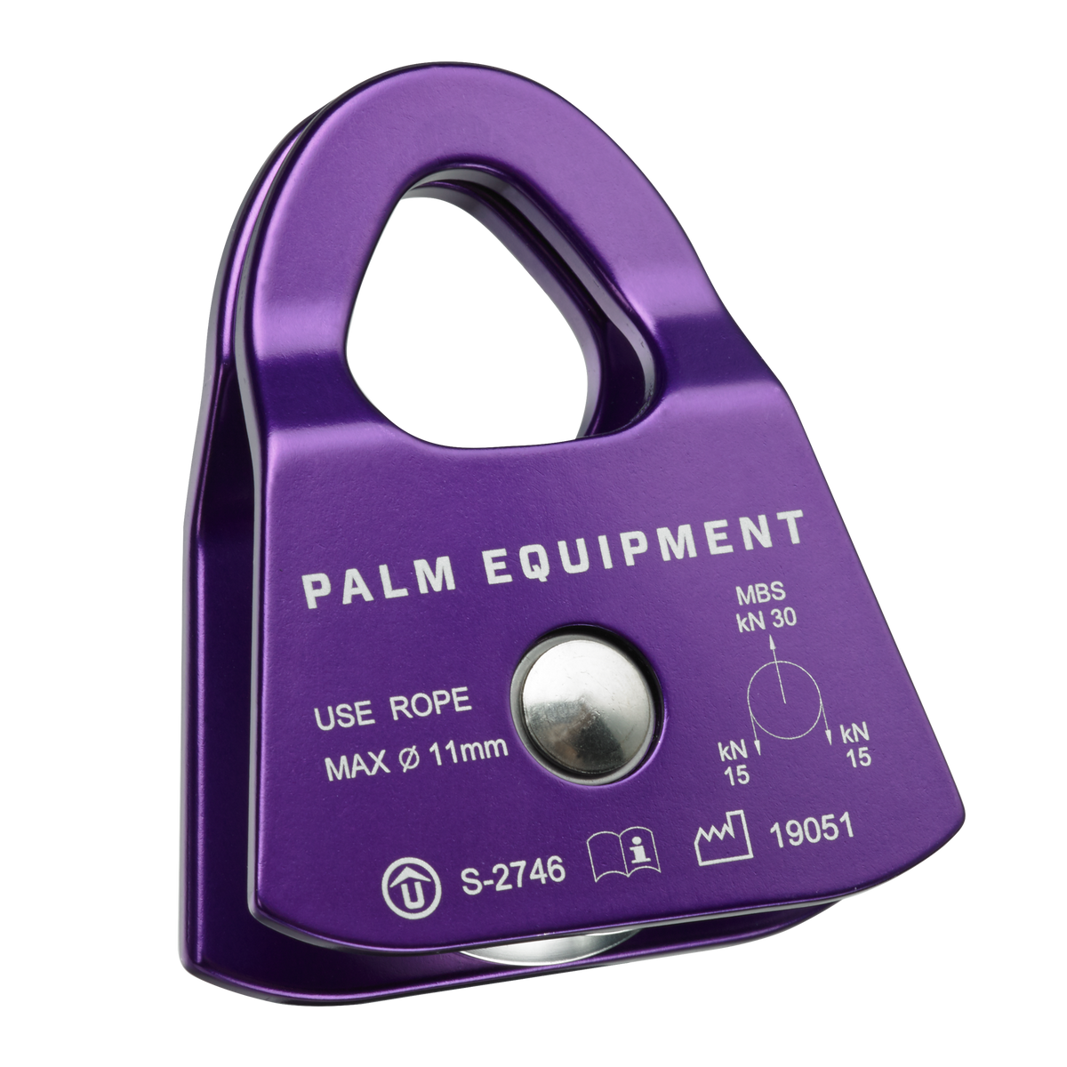 Palm Prusik Minding Pulley – Purple, front view