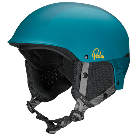 Palm Shuck 2-0 Helmet Teal with Earpieces Front View