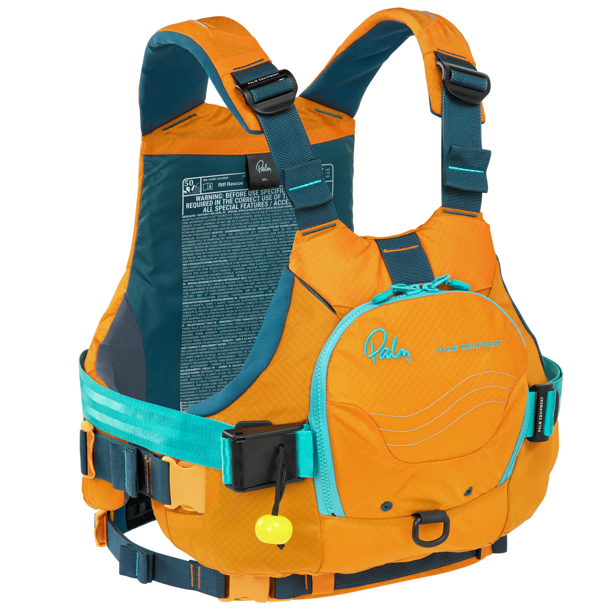 Palm Riff Rescue PFD – Tangelo/Pine, front view