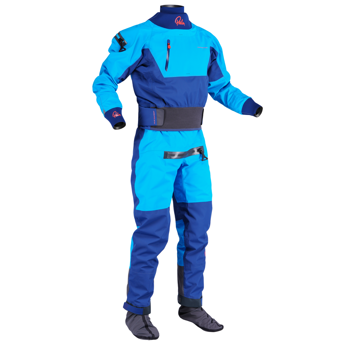 Palm Atom Men's Drysuit – Azure/Navy, front view