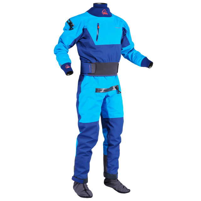 Palm Atom Men's Drysuit – Azure/Navy, front view