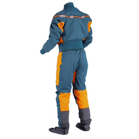 Palm Atom Men's Drysuit – Pine/Tangelo, back view