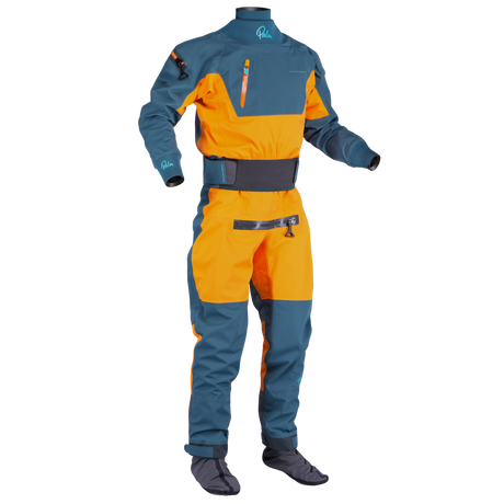 Palm Atom Men's Drysuit – Pine/Tangelo, front view