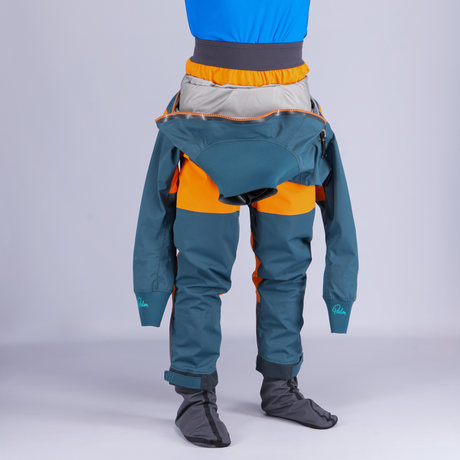 Palm Atom Men's Drysuit – Pine/Tangelo, waist detail