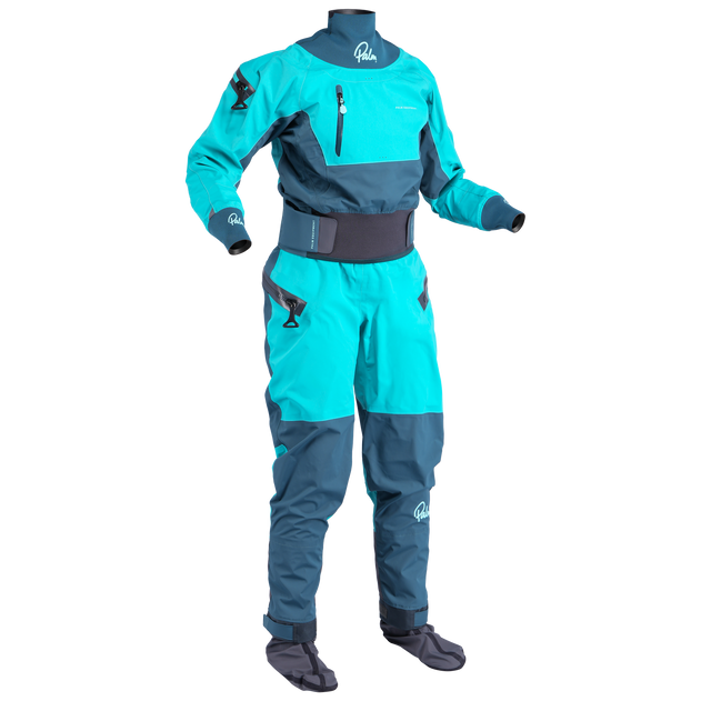 Palm Atom Women's Drysuit – Ceramic/Pine, front view