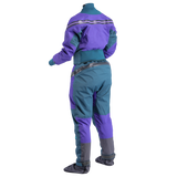 Palm Atom Women's Drysuit – Purple/Pine, back view