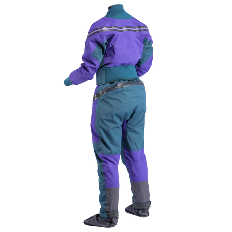 Palm Atom Women's Drysuit – Purple/Pine, back view