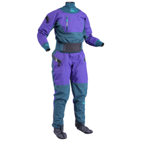 Palm Atom Women's Drysuit – Purple/Pine, front view