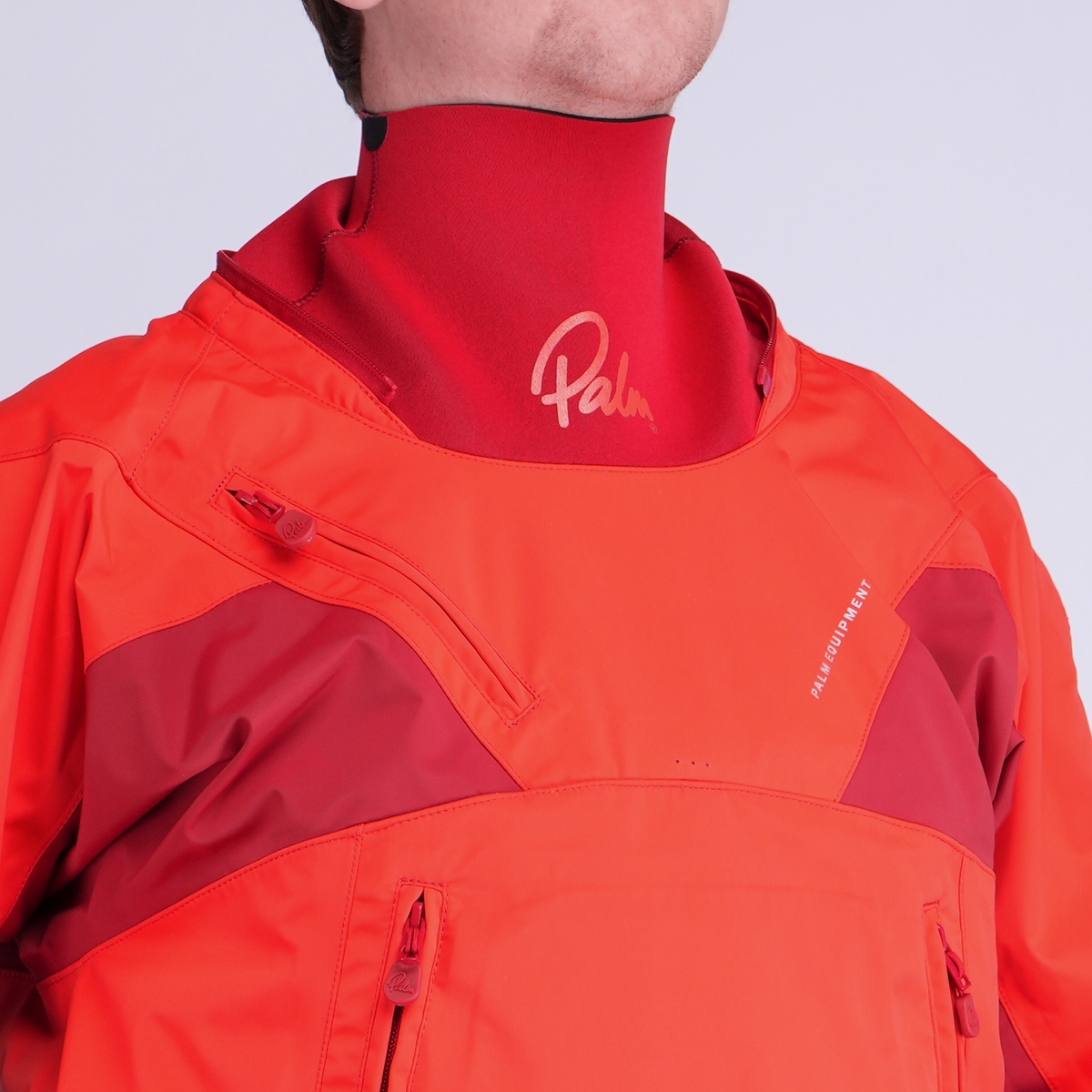 Palm Bora Men's Drysuit – Fiesta/Samba, neck detail