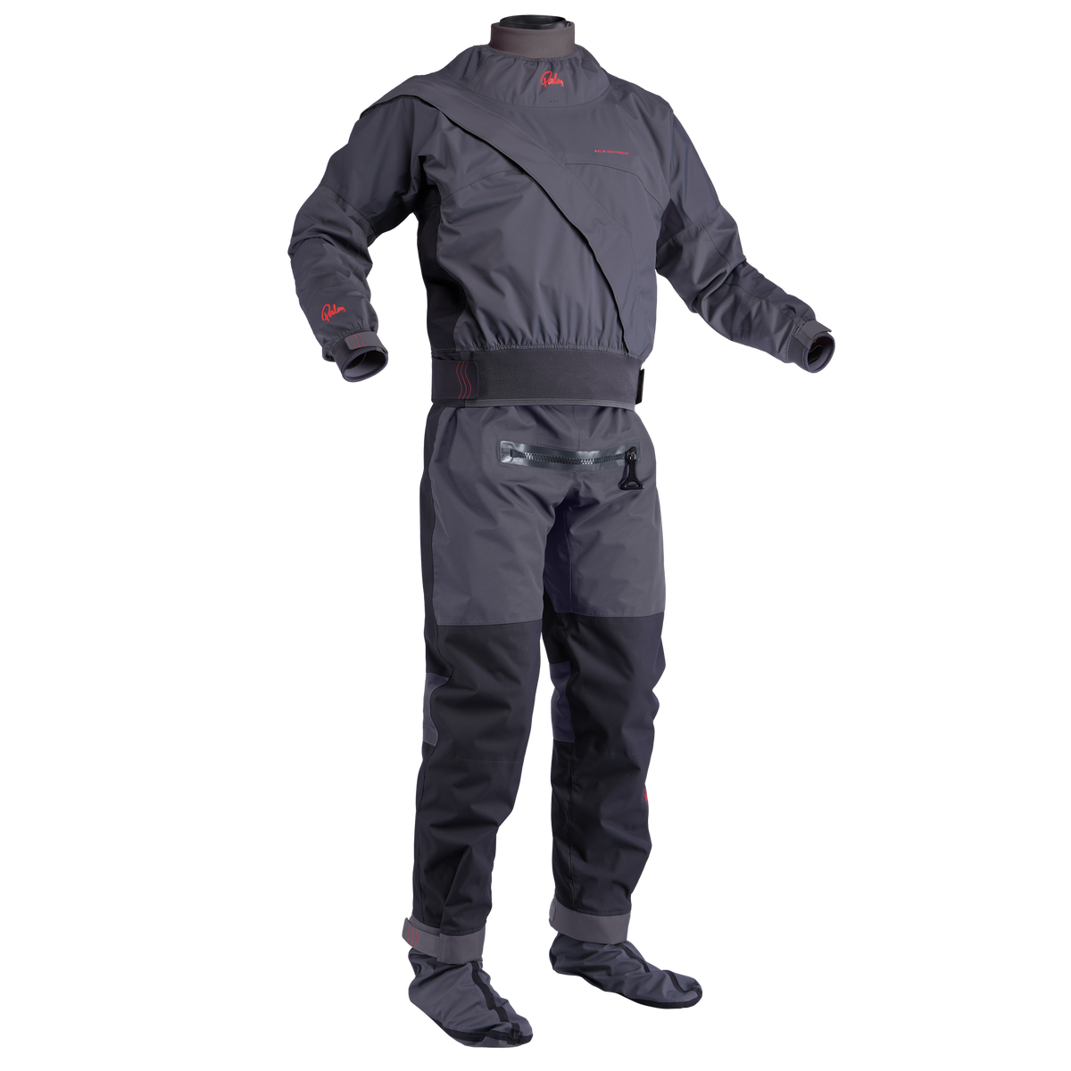 Palm Cascade Men's Drysuit – Jet Grey/Black, front view
