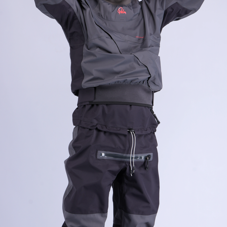 Palm Cascade Men's Drysuit – Jet Grey/Black, waist detail