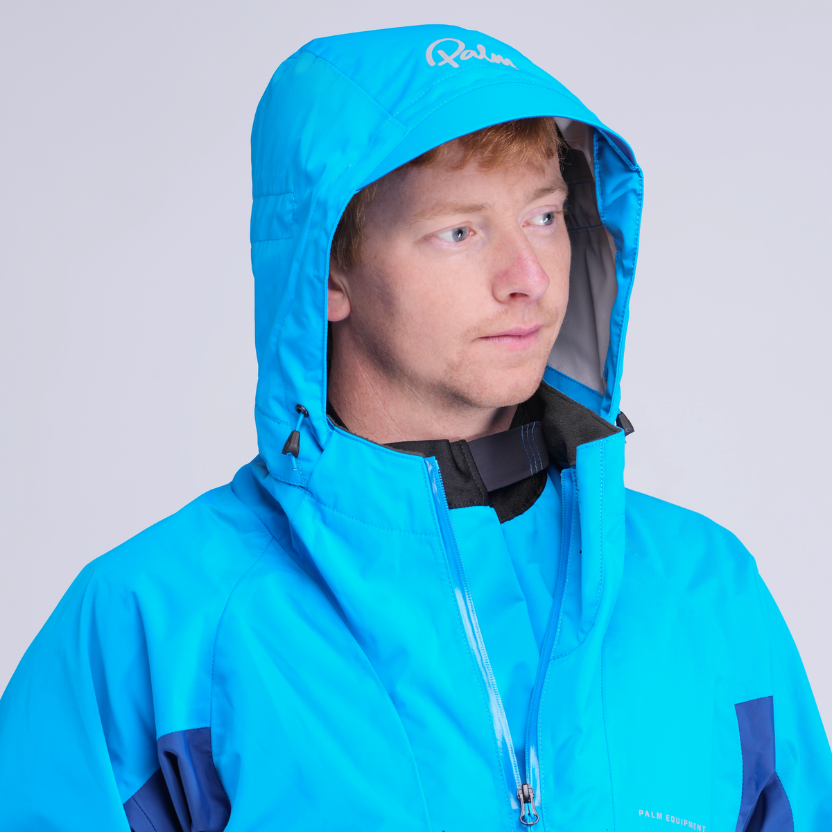 Palm Chinook Men's Jacket – Azure/Navy, hood detail