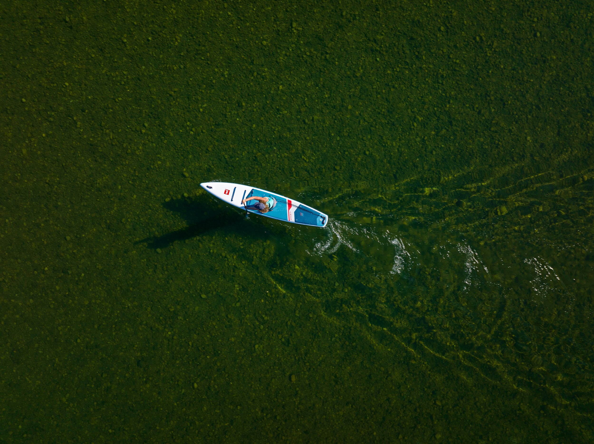 2025 Red Paddle Co 12'6 Sport+ in use top down flat