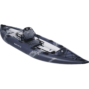 Aquaglide Blackfoot 130 Inflatable fishing kayak studio shot at an angle