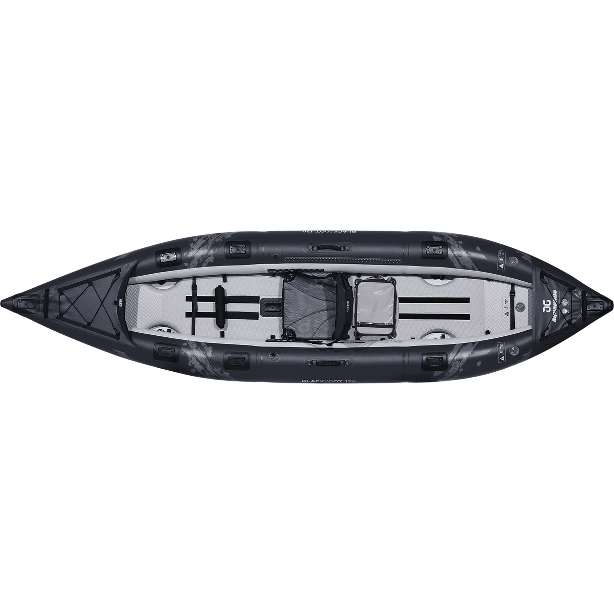 Aquaglide Blackfoot 130 Angling inflatable kayak top down studio shot