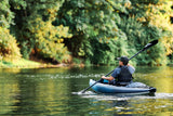 Lifestyle image of the Aquaglide Chelan 120 inflatable kayak being used of flat water