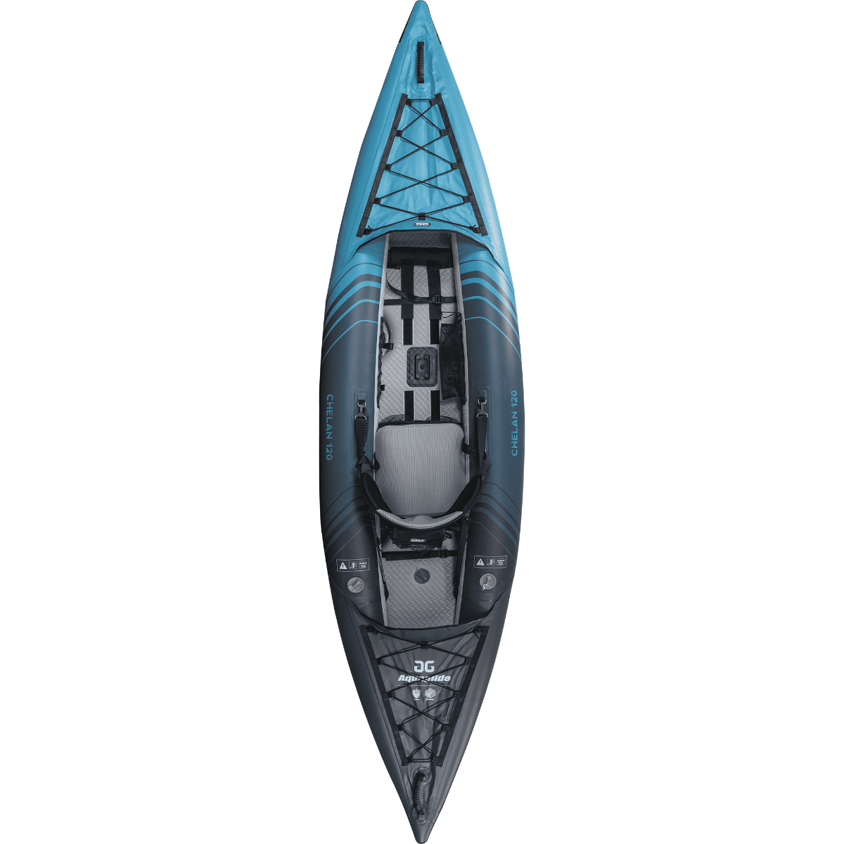 Top view of the Aquaglide Chelan 120 inflatable kayak