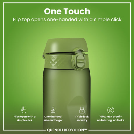Leak Proof 1 litre Water Bottle, Recyclon, Khaki Green, 1L