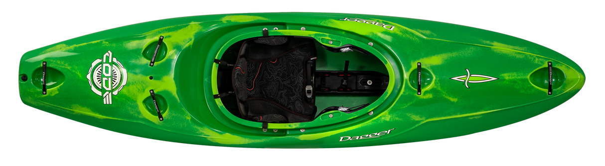 Green Dagger code creek spec with black seat on a white background