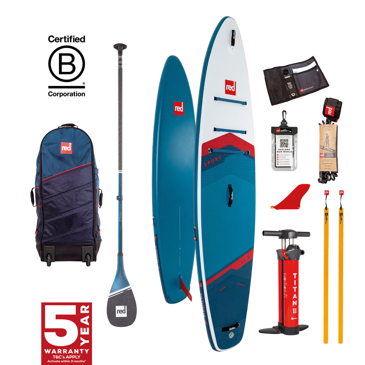 Red Paddle Co 11'3 Sport Inflatable Paddleboard Package prime package
