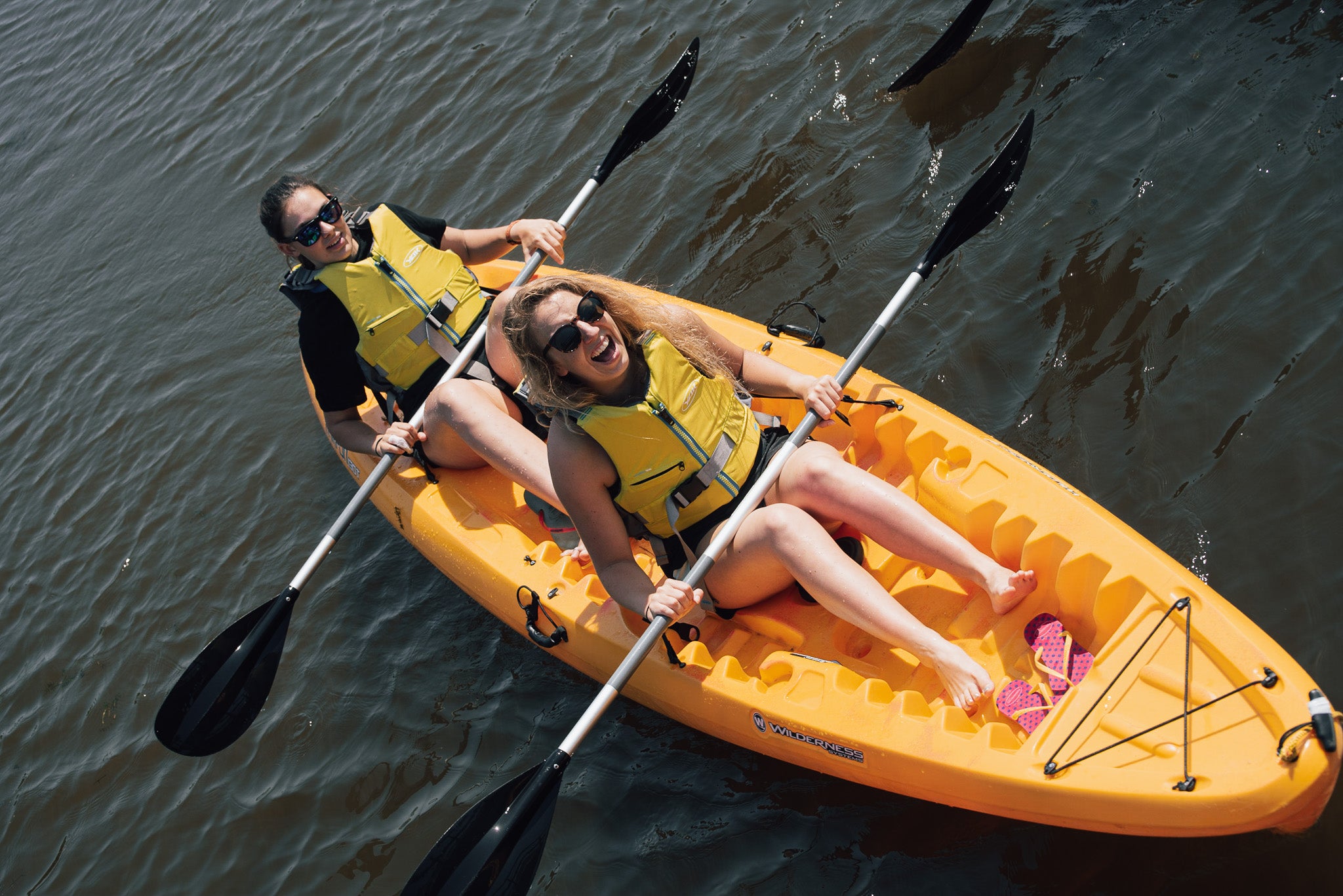 Double kayak rental action shot on Exeter canal