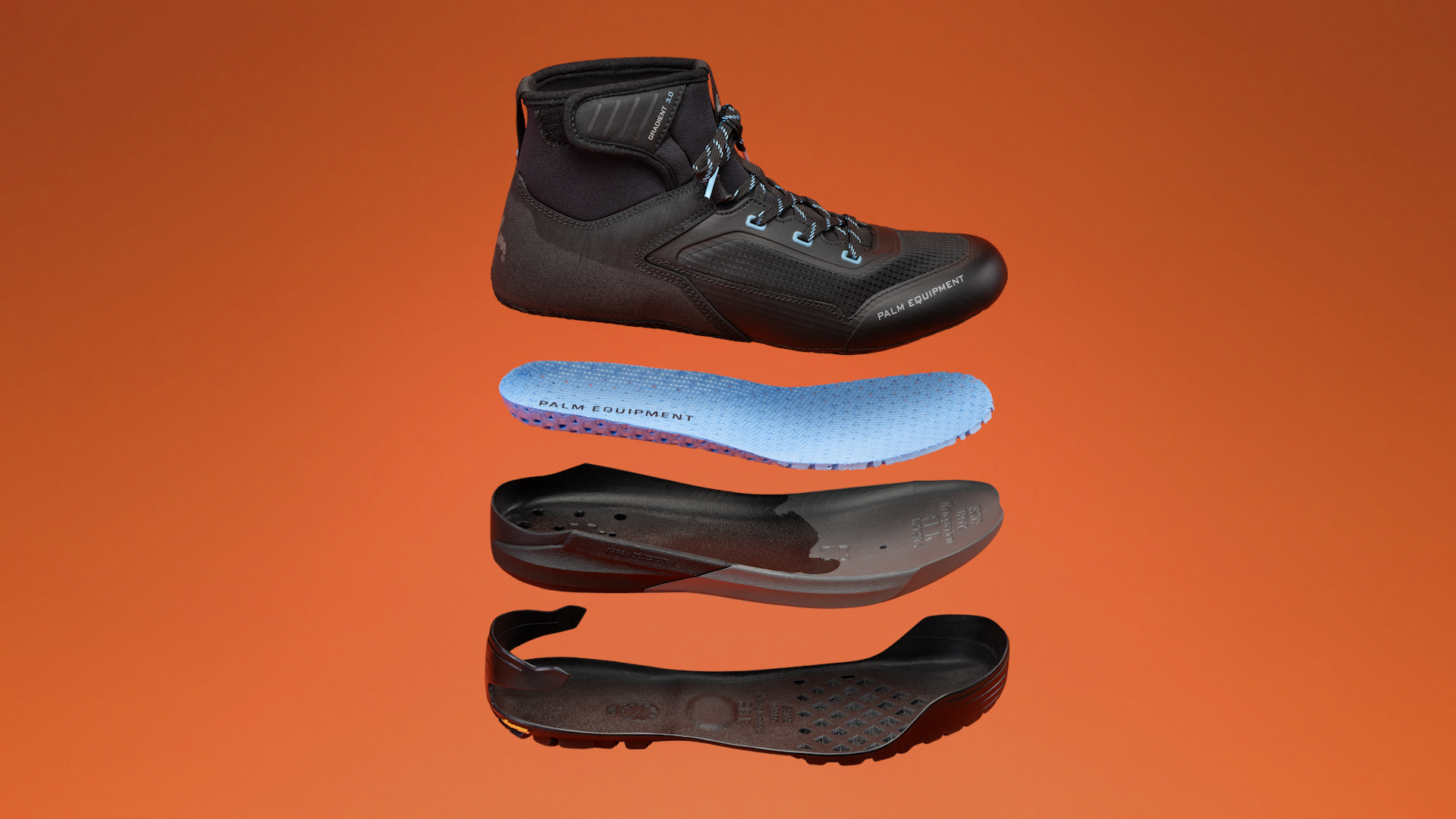 Gradient Boot 3.0 Exploded Diagram showing the dual density sole