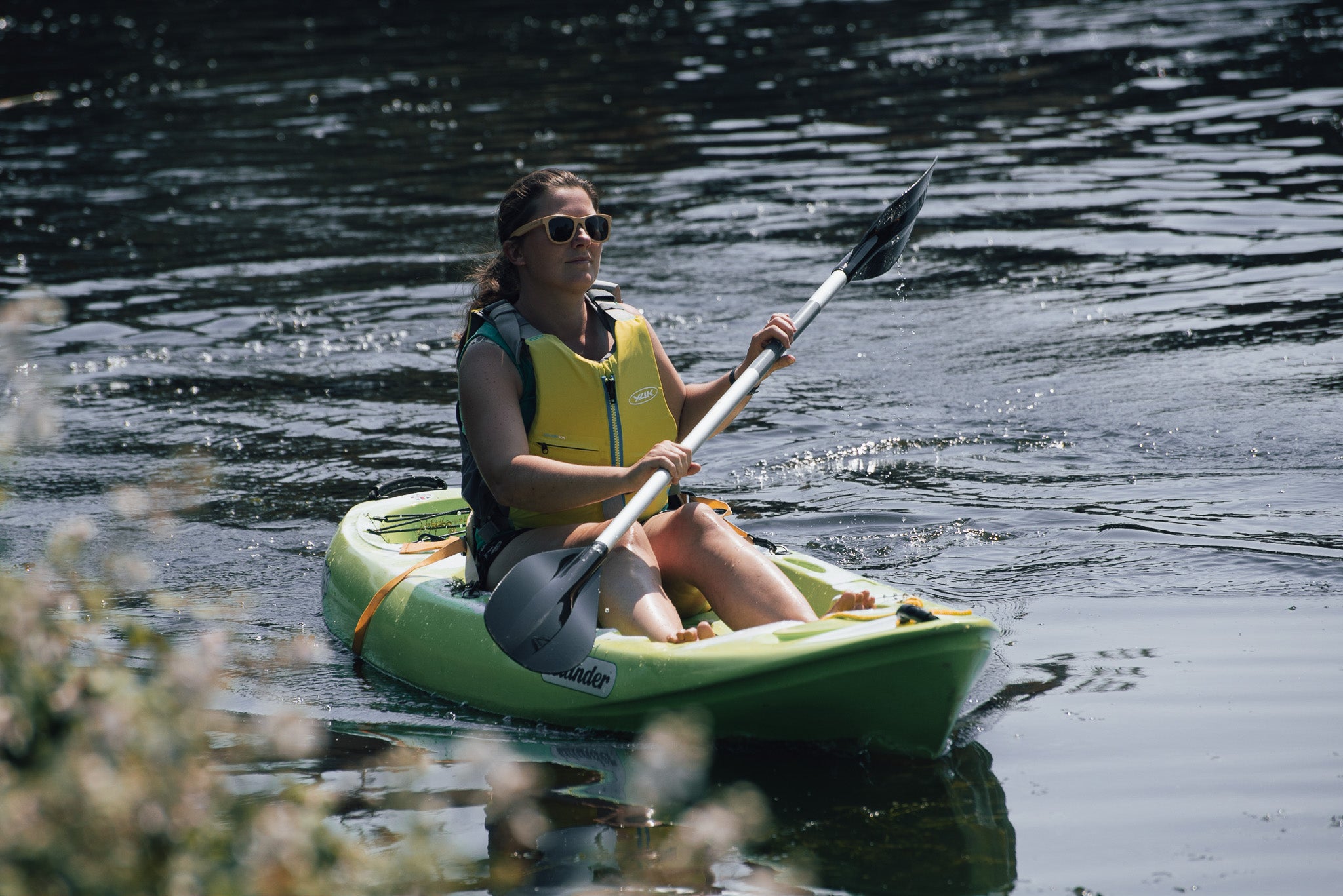 1 person kayak rental action shot on exeter canal