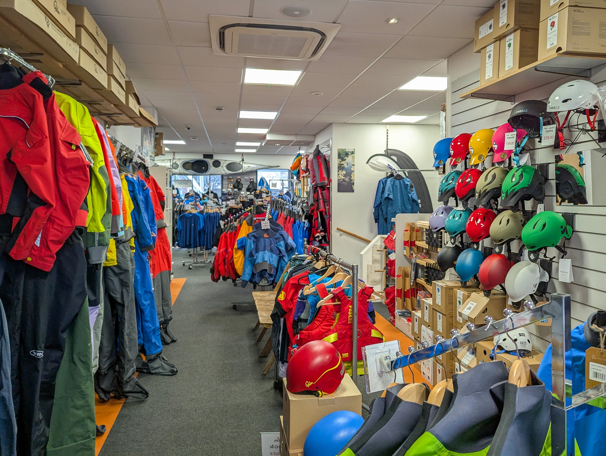 Kayakign equipment on display in store in exeter devon