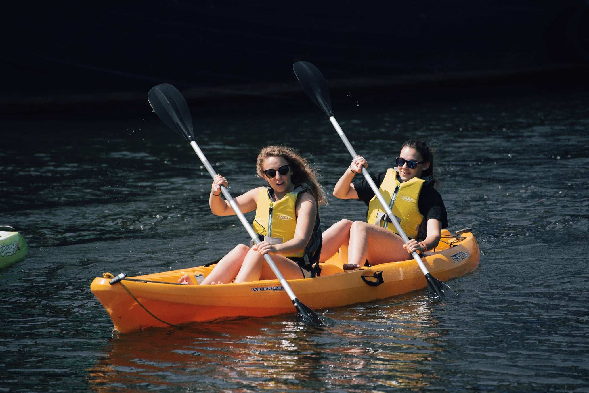 Double kayak action shot hired from exeter quay