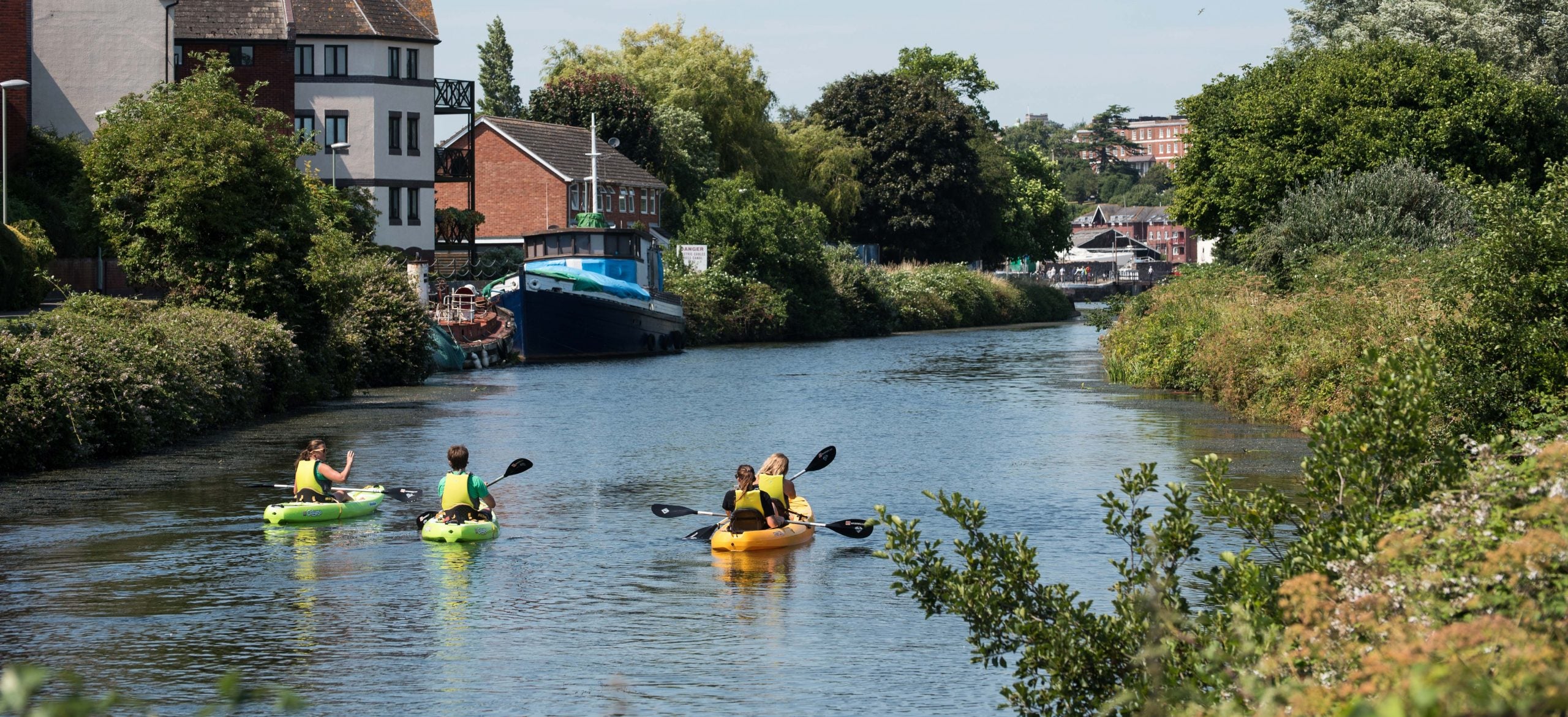 Canoe and kayak hire action shot on exeter canal